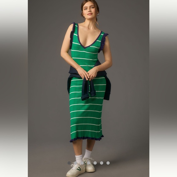 Anthropologie Dresses & Skirts - 🆕Daily Practice by Anthropologie-Knit Striped Midi Dress, Green Motif, Size 3X